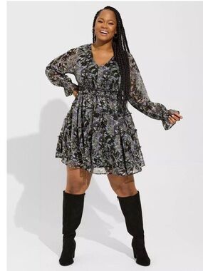 Torrid Mini Lurex Chiffon Tiered Dress